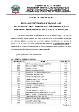 Edital de Convoca&ccedil;&atilde;o - Prefeitura de Rondon&oacute;polis