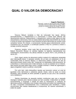QUAL O VALOR DA DEMOCRACIA