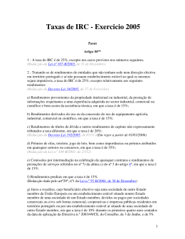 Taxas de IRC - Exercicio 2005