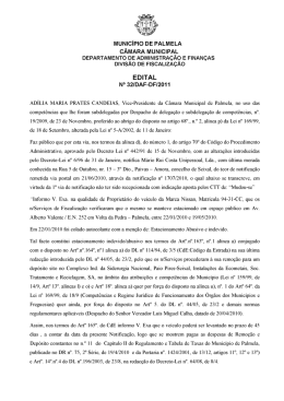Edital n.º 32/DAF-DF/2011, de 29/07/2011 Notificação de Mário Rui