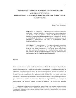 1 a ortotan&aacute;sia e o direito de morrer com dignidade: uma