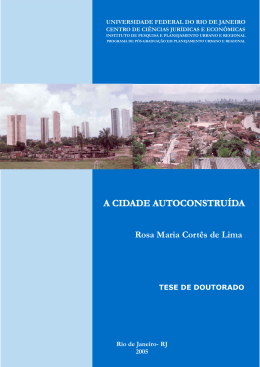 A CIDADE AUTOCONSTRU&Iacute;DA Rio de Janeiro - IPPUR