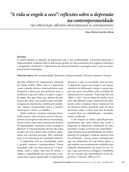 &ldquo;A vida se engole a seco&rdquo;: reflex&otilde;es sobre a depress&atilde;o na
