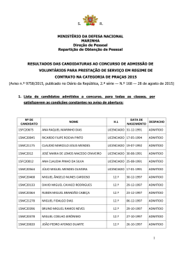 Resultados das Candidaturas do Concurso de Admiss&atilde;o Categoria