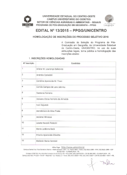 PPGG - Homologação de Inscrições do Processo Seletivo 2016