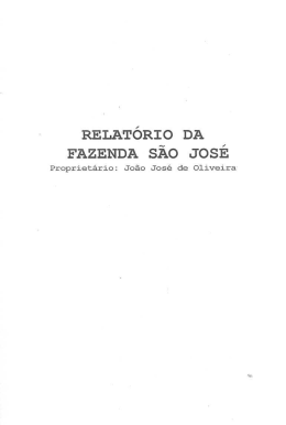 RELATÓRIO DA FAZENDA sÍAo JOSÉ
