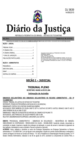 DJ 3639 - Tribunal de Justi&ccedil;a do Estado do Tocantins