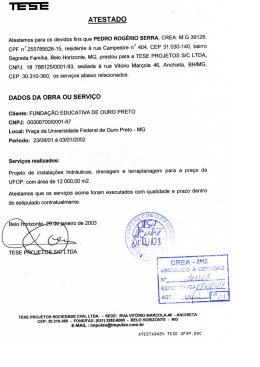 atestado de projeto hidraulico – tese – crea 0261 03