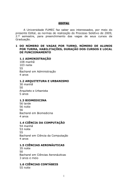 EDITAL A Universidade FUMEC faz saber aos interessados