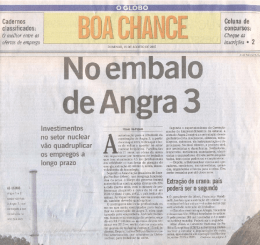Angra 3 vai quadruplicar empregos no setor nuclear