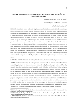 discricionariedade como um dos mecanismos de atua&ccedil;&atilde;o no