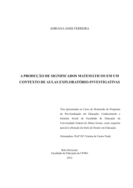 a produ&ccedil;&atilde;o de significados matem&aacute;ticos em um contexto de aulas