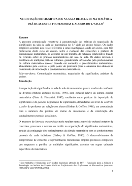 Negocia&ccedil;&atilde;o de significados na sala de aula de matem&aacute;tica