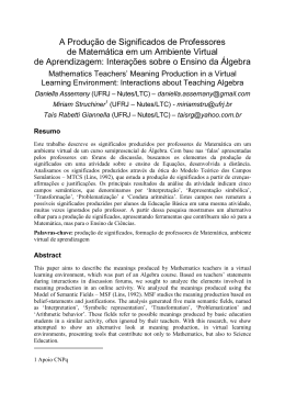 A Produção de Significados de Professores de