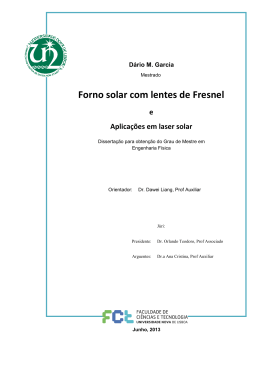 Forno solar com lentes de Fresnel