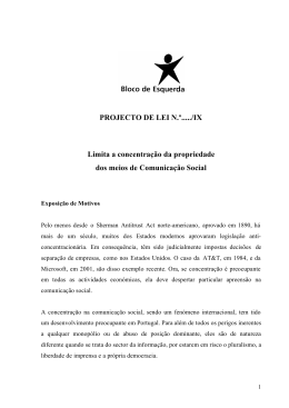 Proposta de projecto-lei do BE sobre concentra&ccedil;&atilde;o dos m&eacute;dia