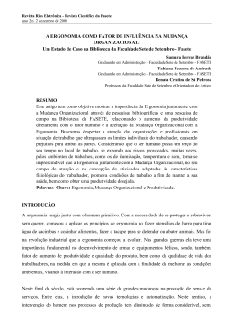 A ERGONOMIA COMO FATOR DE INFLUÊNCIA NA MUDANÇA