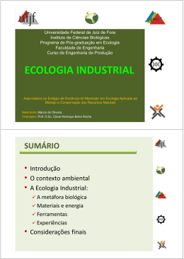 ECOLOGIA INDUSTRIAL - Universidade Federal de Juiz de Fora