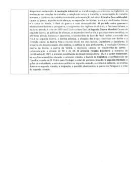 despotismo esclarecido. A revolu&ccedil;&atilde;o Industrial: as transforma&ccedil;&otilde;es