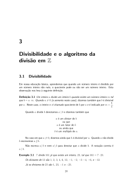 3 Divisibilidade e o algoritmo da divis&atilde;o em Z