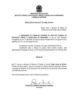 Altera&ccedil;&atilde;o do Regime de Trabalho de Regis de Oliveira