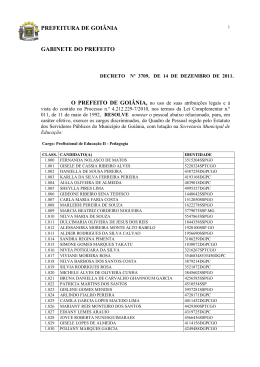 PREFEITURA DE GOI&Acirc;NIA GABINETE DO PREFEITO
