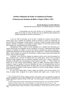 Fam&iacute;lia e Rela&ccedil;&otilde;es de Poder na Capitania da Para&iacute;ba: O Governo