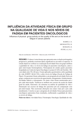 influ&ecirc;ncia da atividade f&iacute;sica em grupo na qualidade de vida e