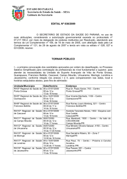 ESTADO DO PARAN&Aacute; Secretaria de Estado da Sa&uacute;de - NC