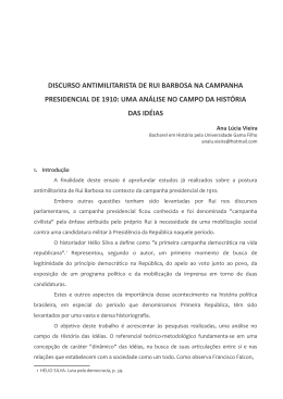 DISCURSO ANTIMILITARISTA DE RUI BARBOSA NA CAMPANHA