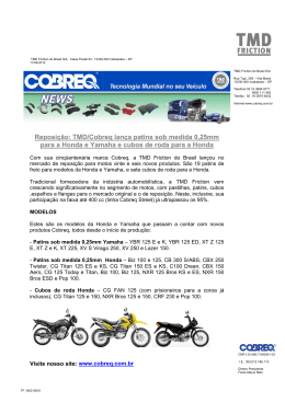 Reposição: TMD/Cobreq lança p para a Honda e Yamaha e cubo