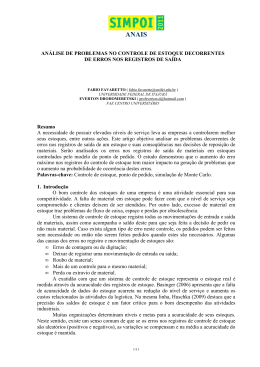 AN&Aacute;LISE DE PROBLEMAS NO CONTROLE DE ESTOQUE