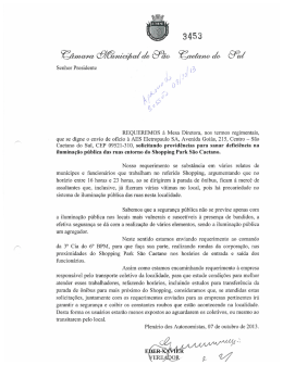 Caetano do Sul, CEP 09521-310, solicitando providências para