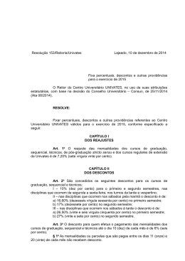Resolução 153/Reitoria/Univates Lajeado, 10 de dezembro de 2014