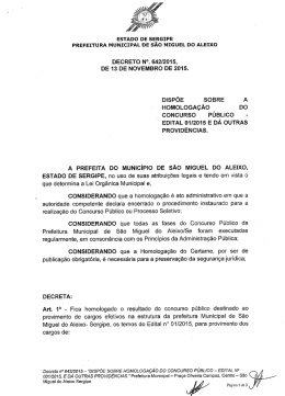 Decreto de Homologa&ccedil;&atilde;o