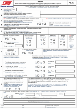 Formulário de Informações para Passageiros com Necessidades