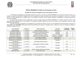 Resultado do Processo de Reop&ccedil;&atilde;o de Curso para - Prograd