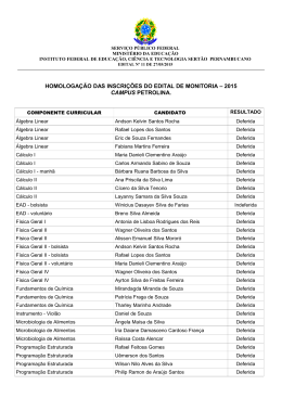 Homologa&ccedil;&atilde;o das inscri&ccedil;&otilde;es - IF Sert&atilde;o-PE