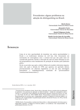 Precedentes: alguns problemas na ado&ccedil;&atilde;o do distinguishing no Brasil