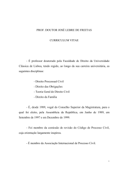 PROF. DOUTOR JOS&Eacute; LEBRE DE FREITAS CURRICULUM VITAE