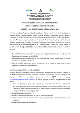 Edital de Mestrado. - Propesp - Universidade Federal do Par&aacute;