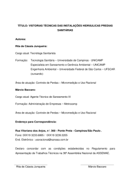 TÍTULO: VISTORIAS TÉCNICAS DAS INSTALAÇÕES