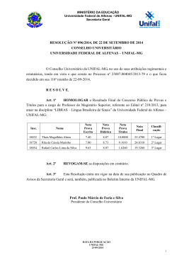 RESOLUÇÃO Nº 096/2014, DE 22 DE SETEMBRO DE - Unifal-MG
