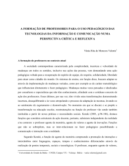 a forma&ccedil;&atilde;o de professores para o uso pedag&oacute;gico das tecnologias