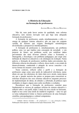 A Hist&oacute;ria da Educa&ccedil;&atilde;o na forma&ccedil;&atilde;o de professores