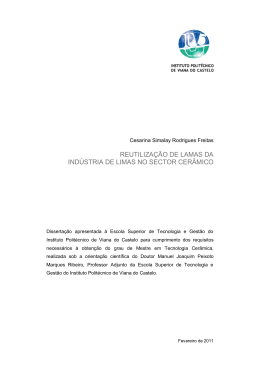 reutiliza&ccedil;&atilde;o de lamas da ind&uacute;stria de limas no sector cer&acirc;mico