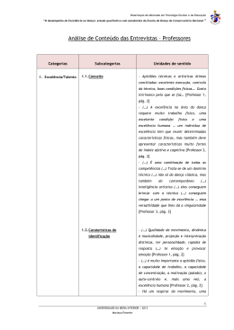 An&aacute;lise de Conte&uacute;do das Entrevistas &ndash; Professores
