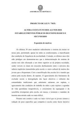 PROJECTO DE LEI N.º 78/IX ALTERA O ESTATUTO DOS ALUNOS