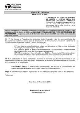 Resolução CSG 001/09 - Faculdades Integradas Torricelli