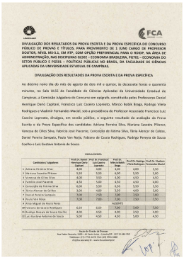 Resultado das Provas Escrita e Específica